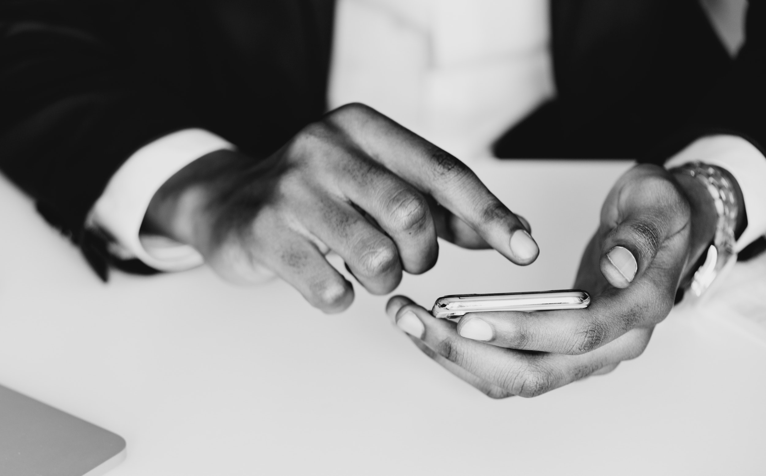 hands mobile phone bw