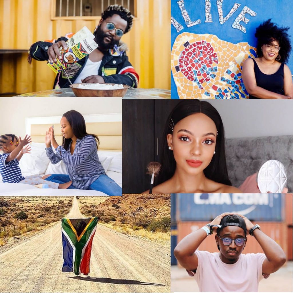 Influencer marketing south africa Here are several of South Africa's influencers who are making a mark in the digital marketing industry: (from top row) An image by Kasi photographer, Kgomotso Neto and hair blogger, Amanda Cooke; (middle row)  mommy blogger, Modern Zulu Mom and beauty vlogger Mihlali Ndamase; (bottom row) travel blogger Katchie Nzama and current affairs and lifestyle vlogger Sibu Mpanza.