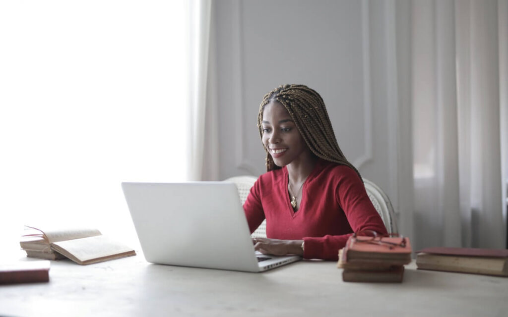 Woman working from home